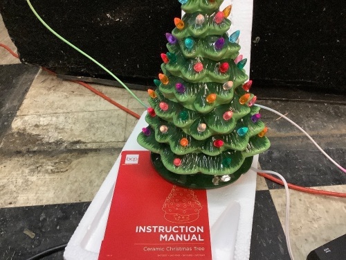 Pre-Lit Ceramic Tabletop Christmas Tree with Lights- 15in - Lot 75