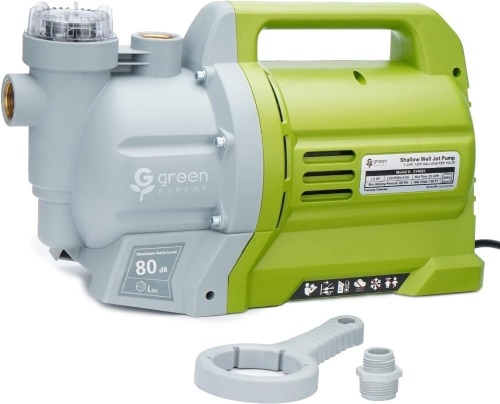 Green Expert 1HP Shallow Well Jet Pump with Prefilter Max Head 150FT Flow 1200GPH Portable Water Draining Transfer Pump for Home Garden Lawn Irrigation - Lot 83