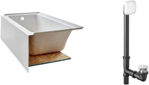 American Standard 2973202.011 Studio Integral Apron Bathtub Left Drain 60 in. x 30 in. Arctic White with Arctic White Deep Soak Drain - Lot 100