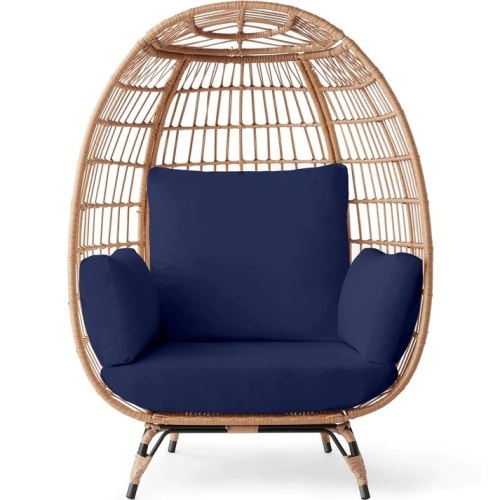 Wicker Egg Chair Oversized Indoor Outdoor Patio Lounger - Lot 125