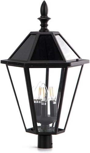 LUTEC 12513LE4-SL-Head LED Post Solar Light Outdoor, Dusk to Dawn Vintage Street Lights for Lawn Patio Yard Pathway Garden Mount (Base Not Included) - Lot 160