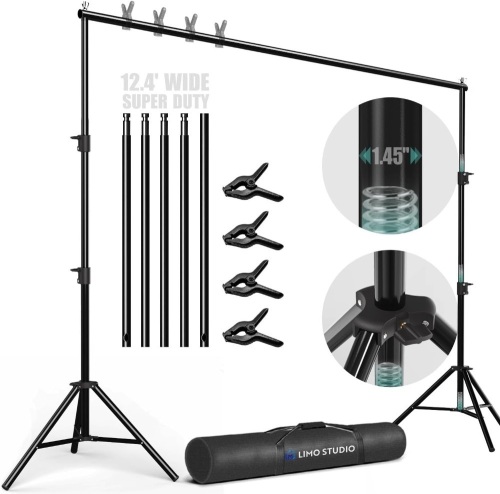 LimoStudio (Super Heavy Duty) 12.4 ft. Wide x 10 ft. Tall Backdrop Stand, Upgraded Model 1.45" Thick Pole, Super Structure Heavier & Stronger, No - Lot 328