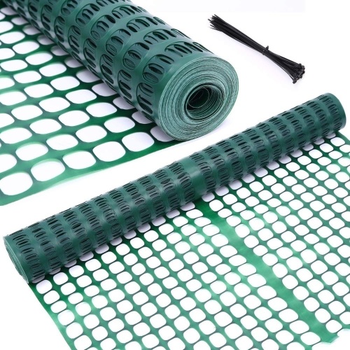 Plastic Garden Fence Animal Barrier, Ohuhu 4x100 FT/15LBs Heavy Duty Reusable Netting Safety Fences Roll with Zip Ties, Durable Temporary Pool Fence Snow - Lot 352