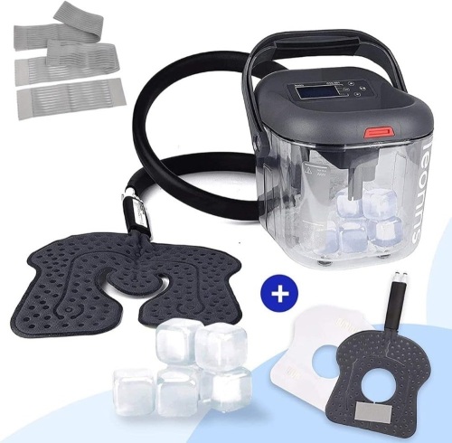 LEONNS Cold Therapy Machine w/Universal Flexible Pad | Ice Cryotherapy System for Knee, Shoulder, Back, Hip and More (Universal + Knee Pad + Ice Cubes) - Lot 363