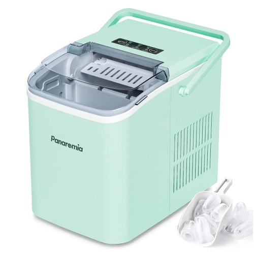 Panaromia Ice Maker Machine Countertop, 28 lbs in 24 Hours, Self-Cleaning Ice Maker Countertop with Handle, 9 Cubes Ready in 8 Mins, Electric Ice Maker - Lot 365