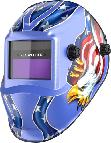 YESWELDER True Color Solar Powered Auto Darkening Welding Helmet, Wide Shade 4/9-13 for TIG MIG ARC Weld Hood Helmet LYG-L500A-BE - Lot 371