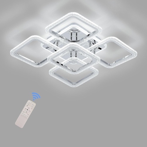 STCH Modern Ceiling Light,23.6” Dimmable LED Flush Mount Lighting Fixture,5 Squares Close to Ceiling Light Acrylic Chandeliers for Bedroom Living Room. - Lot 375