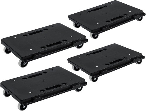 Insdawn Furniture Movers with Wheels, Portable Moving Rollers Leg Dollies for Heavy Furniture, 4 Wheels Small Flat Dolly, 500 Lbs Capacity, 4 Pack, Black - Lot 376