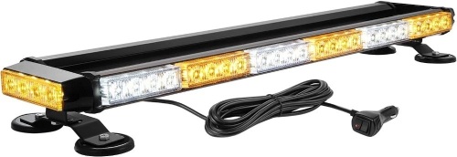 WOWTOU Rooftop Safety Flashing 56 LED Amber White Emergency Light Bar for Construction Vehicles Tow Trucks Snow Plows, Strong Magnetic Strobe Beacon Lights - Lot 383