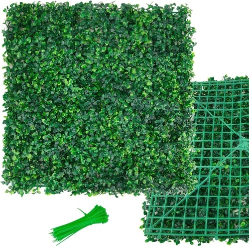 Boxwood Panels 12 Pack Grass Wall Panels 20 x 20 Inch - Boxwood Faux Grass Wall Panels Artificial Boxwood Panels for Indoor Outdoor Garden Greenery Wall - Lot 384
