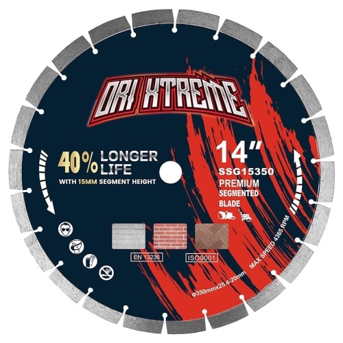 ORIXTREME 14 Inch Diamond Concrete Saw Blade, Segmented General Purpose Blade Dry/Wet Cutting Concrete, Reinforced Concrete, Masonry, Brick, Block - Lot 393