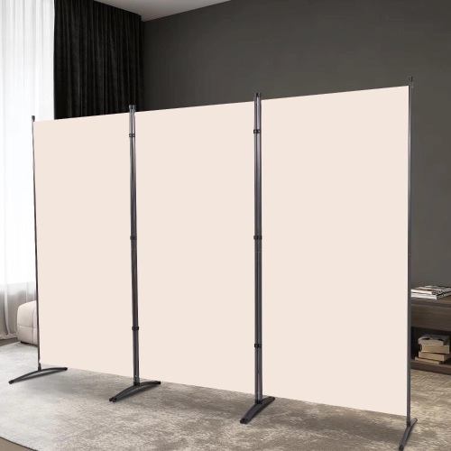 YASRKML 3 Panel Room Divider, Folding Privacy Screen for Office, Partition Room Separators, Freestanding Room Fabric Panel 102x71.3, Beige, (RD202104) - Lot 427