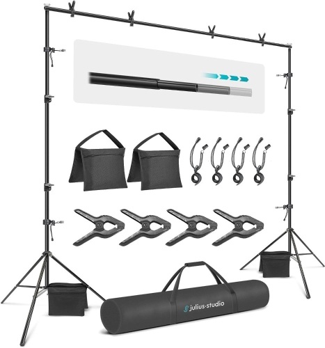 Julius Studio 10.1 ft. Extra Wide & 7.6 ft. Tall (122 x 91 inch) Backdrop Stand, Background Support Equipment, Great fit for 10 ft. Screens, Complete - Lot 495
