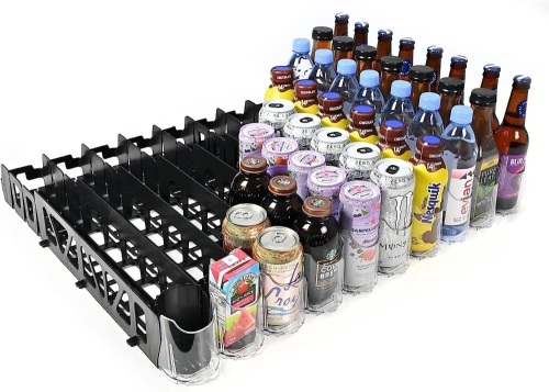 Display Technologies Visi-FAST® 12/16oz (Pack of 1) Drink Organizer, Fridge Can Dispenser, Soda Rack, Spring Loaded Beverage Storage, Bottled Water - Lot 560
