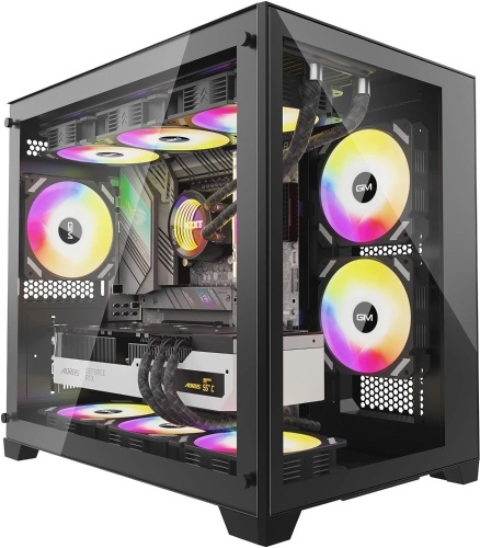 GIM Micro ATX PC Case with 2 Tempered Glass Panels Mini Tower Gaming PC Case Micro ATX Case with 2 Magnet Dust Filters, Gaming Computer Case with USB3.0 I/O Port, Black Without Fans - Lot 564