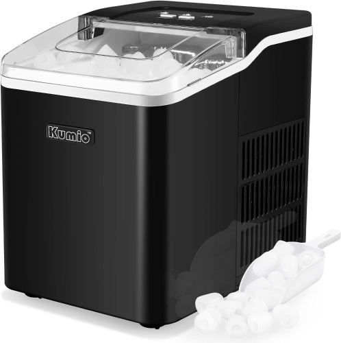 KUMIO Ice Machine Maker Countertop, 9 Bullet Ice Fast Making in 6-8 Mins, 26.5 lbs in 24 hrs, Self-Cleaning Portable Ice Maker Machine with Scoop and Basket - Lot 567