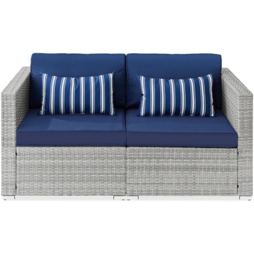 2-Person Outdoor Patio Loveseat Sofa Couch w/ 2 Accent Pillows - Lot 574