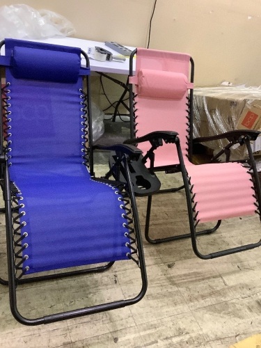 Set of 2 Adjustable Zero Gravity Patio Chair Recliners w/ Cup Holders - Lot 576