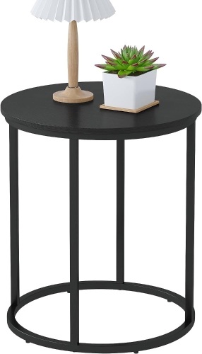 Yusong Round End Table, 20" Accent Small Side Table Nightstand Modern Bedside Table for Living Room Bedroom Office Small Spaces,Black - Lot 585