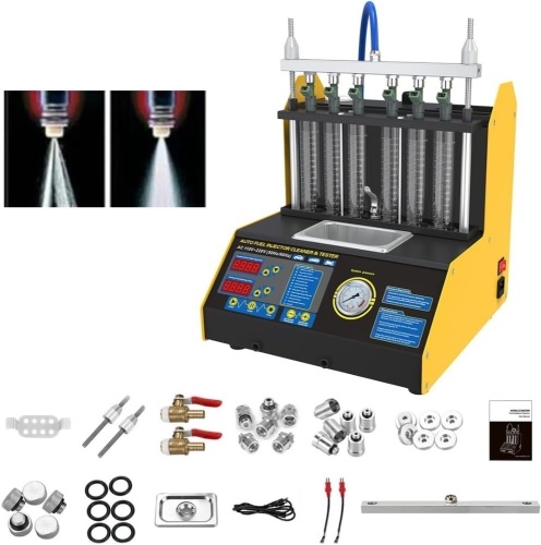 Fuel Injector Cleaner Tester Tools Automotive 6 Cylinder Ultrasonic Wave Fuel Injector Cleaner & Tester Machine CT-200 Car Fuel Injectors Testers 110V/220V - Lot 586