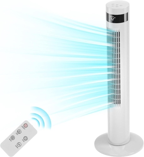 Tower Fan Portable Electric Oscillating Fan Quiet Cooling Remote Control Standing Bladeless Floor Fans 3 Speeds Wind Modes Timer Bedroom - Lot 607