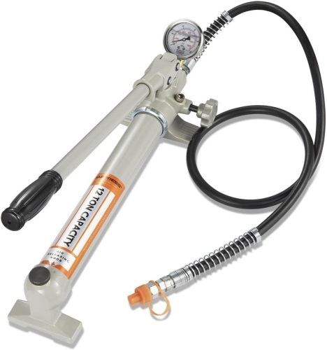 12 Ton Capacity - Hydraulic Hand Pump with Pressure Guage (NPT 1/4 Male Coupler Included) - Lot 608
