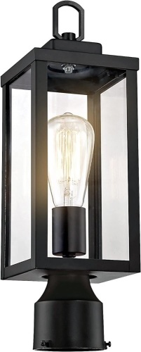Outdoor Post Lights, Lamp Post Light Fixture with E26 Socket, Waterproof & Anti-Rust Modern Pillar Outside Lighting, Matte Black Lamp for Walkway - Lot 642