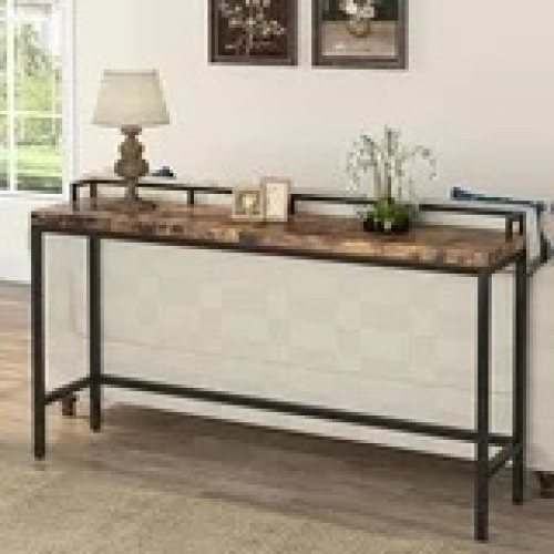TribeSigns 70.9 inch Extra Long Sofa Table, Narrow Long Console Table Behind Couch (Rustic Brown) - Lot 656