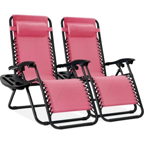 Set of 2 Adjustable Zero Gravity Patio Chair Recliners w/ Cup Holders - Lot 717
