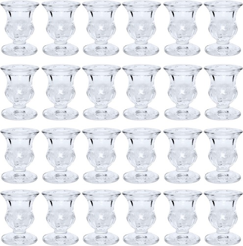 Hosley Set of 24 Glass Taper Candle Holders 2.5 Inches High Ideal Gift for Weddings Party Favor Reiki Meditation O3 - Lot 2285