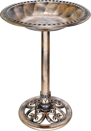VIVOHOME 28 Inch Height Polyresin Lightweight Antique Outdoor Garden Bird Bath - Lot 2923