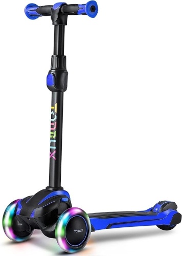 TONBUX Kids Scooter for Age 3-12, Toddler Scooter with 4 Adjustable Heights, Light Up 3-Wheels Scooter, Shock Absorption Design, Lean to Steer, Balance Training Scooter for Kids - Lot 2932