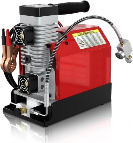 GX PUMP CS2 Portable PCP Air Compressor, 4500Psi/30Mpa, Oil-Free,Powered by Car 12V DC or Home 110V AC with Adapter (Included), Paintball Tank Compressor with Extra Moisture-Oil Separator - Lot 2945