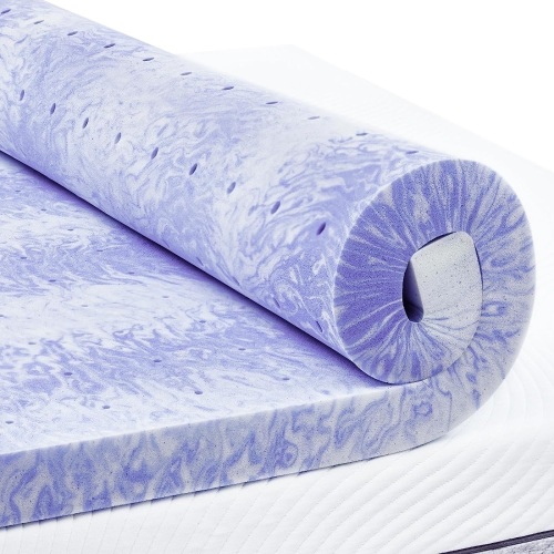 PERLECARE 3 Inch Queen Memory Foam Mattress Topper for Pressure Relief, Cooling Gel Infusion, CertiPUR-US Certified Purple - Lot 2959