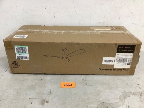 White Intertek Downrod Mount Fan W/ light - Lot 2963