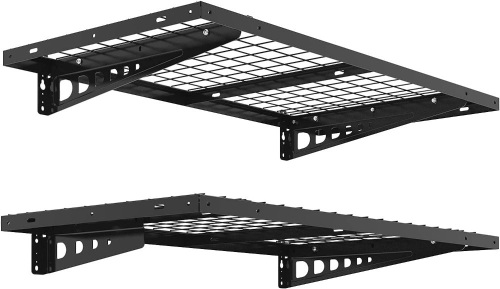 FLEXIMOUNTS 2-Pack 2x4ft Bike Storage Rack Garage Wall Shelves, 24-inch-by-48-inch, Black - Lot 2967