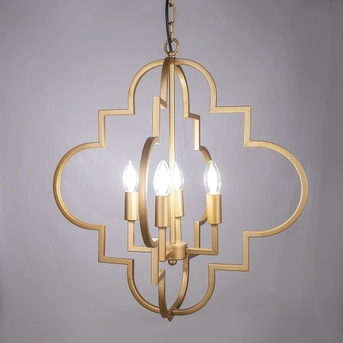 Wellmet Orb Chandelier Lighting Gold 4-Light, Candle Style Geometric Dining Room Light Fixtures Hanging Foyer, Entryway, Hallway, Dining Room and Living - Lot 2987