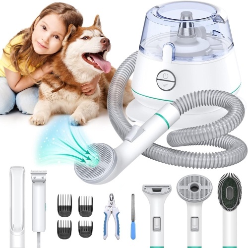 7-in-1 Pet Grooming Vacuum & Vacuum Suction 99% Pet Hair, Low Noise Pet Vacuum Cleaners for Pet Hair, Professional Doggy Vacuum with 5 Proven Grooming - Lot 2990
