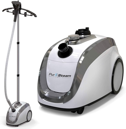 PurSteam Standing High-Pressure Garment Steamer for Clothes with Wheels, 4 Steam Levels - Lot 3037