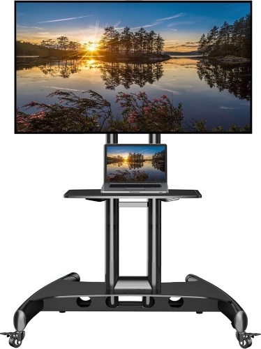 NB North Bayou Mobile TV Cart Rooling TV Stand with Wheels for 32 to 75 Inch LCD LED OLED Plasma Flat Panel Screens up to 100lbs AVA1500-60-1P (Black) - Lot 3050