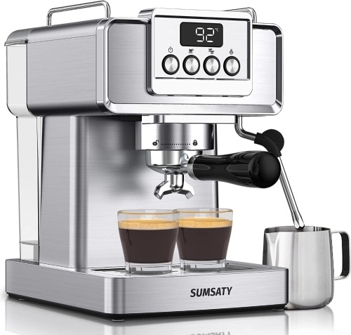 SUMSATY Espresso Machine, Stainless Steel Espresso Machine with Milk Frother for Latte, Cappuccino, Machiato,for Home Espresso Maker, 1.8L Water Tank, 20 Bar - Lot 3054