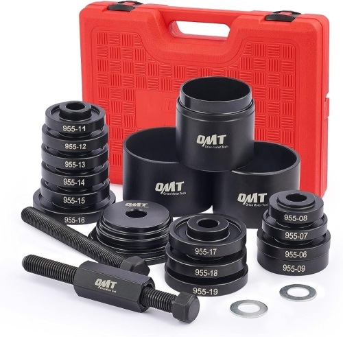 Orion Motor Tech Wheel Bearing Press Kit for Front Wheel Drive Bearing Removal & Installation, 24pc Wheel Bearing Puller Tool Set with Sliding Screws Universal Bushings Sleeves Storage Case - Lot 3059