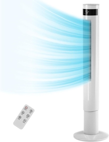 Tower Fan with Remote Control,Standing fan for office, Oscillation fan, 3 Wind Modes,Time Settings,LED Display(43", White) - Lot 3061