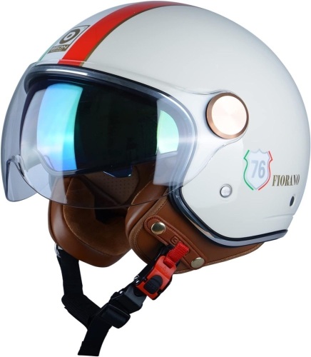 BEON Open Face Motorcycle Helmet for Adults, DOT Approved,3/4 Retro Vespa Helmet, Dual Visors Men’s and Women’s Motorbike Casco for Moped Cruiser Bobber and Chopper - Lot 3063