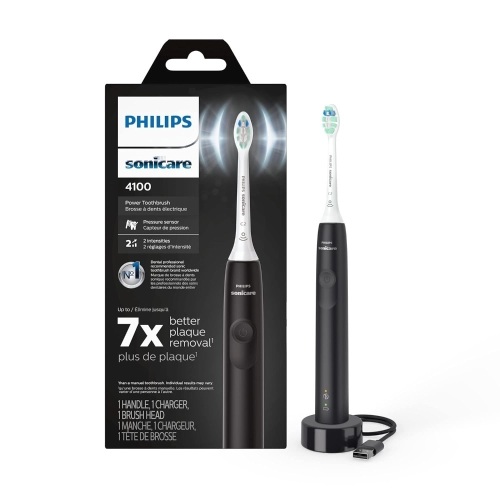 Philips Sonicare 4100 Power Toothbrush, Rechargeable Electric Toothbrush with Pressure Sensor, Black Visit the Philips Sonicare Store(NO HEAD INCLUDED) - Lot 3151