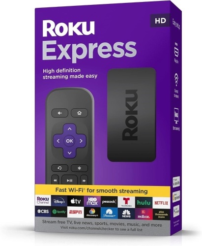 Roku Express (New) | HD Roku Streaming Device with Simple Remote (no TV controls), Free & Live TV - Lot 3155