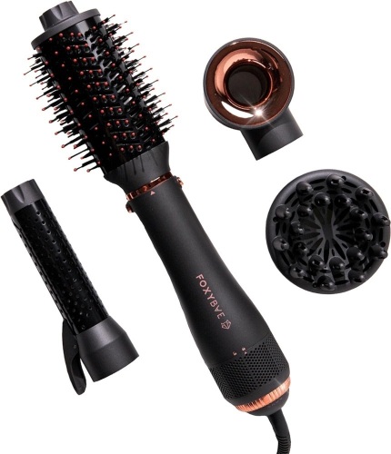 Foxybae Rose Gold Super Styler - 4 in 1 Blow Dryer Brush Set - Includes Diffuser, Blowout Brush, Curling Barrel, & Drying Cylinder - Hot Tools, Blow Dryer Brush, Straightener, and Curler - Lot 3167