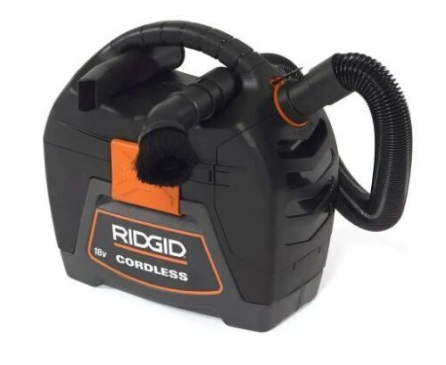 RIDGID 3 Gallon 18-Volt Cordless Handheld Wet/Dry Shop Vacuum (Tool Only) with Expandable Locking Hose and Accessories - Lot 44