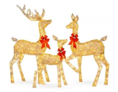60 in. LED Metal Deer Family Christmas Yard Decoration  - Lot 491