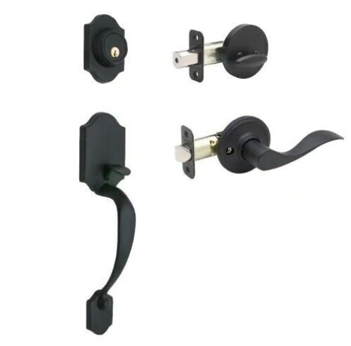 Copper Creek Heritage Black Door Handleset and Waverlie Handle Trim  - Lot 527